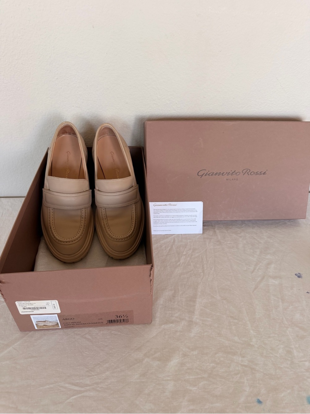 Gianvito Rossi Women’s Tan Leather Loafers